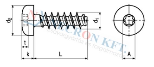 Domborúfejű TORX PT csavar 13265