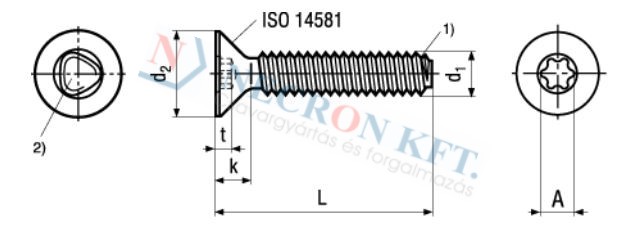 Süllyesztettfejű menetnyomó csavar Torx kulcsnyílással (DIN7500M-A2X0105)