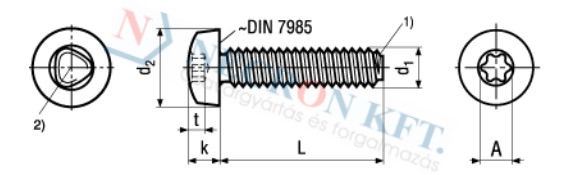 Domborúfejű menetnyomó csavar TORX kulcsnyílással (DIN7500CT-Z-0265)