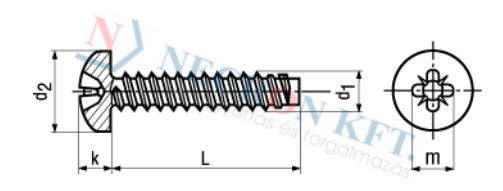 Domborúfejű lemezcsavar pozidriv kereszthoronnyal lapos véggel (DIN7981FP-Z-0005)