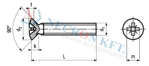 Lencsefejű csavar Pozidriv kereszthoronnyal (DIN966-04PZ-0035)
