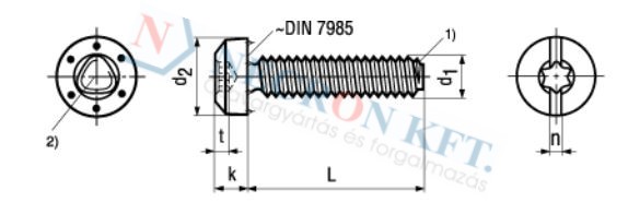 Domborúfejű menetnyomó csavar TORX, karcolóbütyökkel (DIN7500CK-Z-0010)