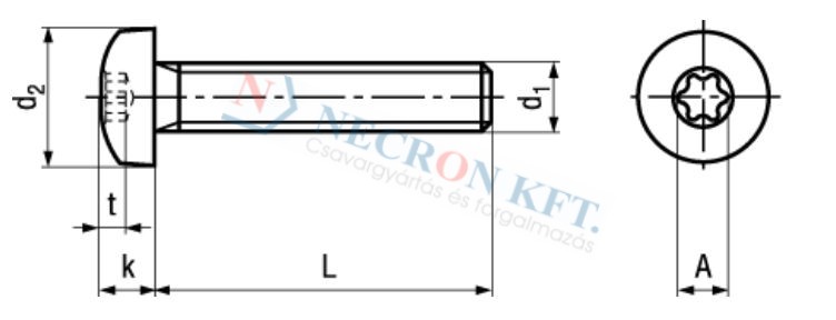 Domborúfejű Torx kulcsnyílású csavar (NCN20038-A4-0040)