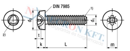 Domborúfejű kereszthornyú menetnyomó csavar (DIN7500C-ZN-0025)