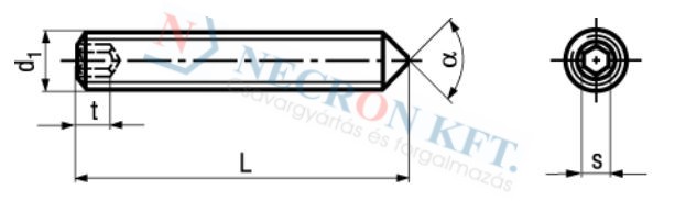 Belsőkulcsnyílású kúposvégű hernyócsavar (DIN914-ZN00-0220)