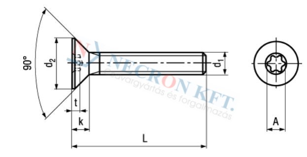 Süllyesztett fejű Torx kulcsnyílású csavar (NCN3803-A20-0060)