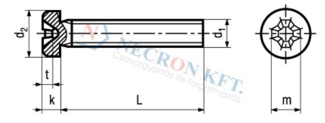 Hengeres fejű csavar Phillips kereszthoronnyal (NCN380-04PL-0285)