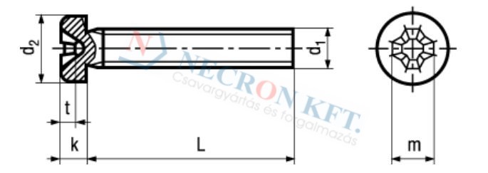 Hengeres fejű csavar Philips kereszthoronnyal (NCN381-04ZN-0425)