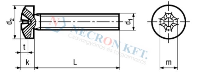 Domborúfejű kereszthornyú csavar (DIN7985-ZN0-0530)