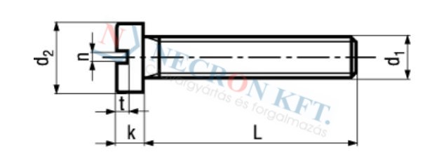 Hengeresfejű egyeneshornyú csavar esztergált (DIN84A-PL00-0065)