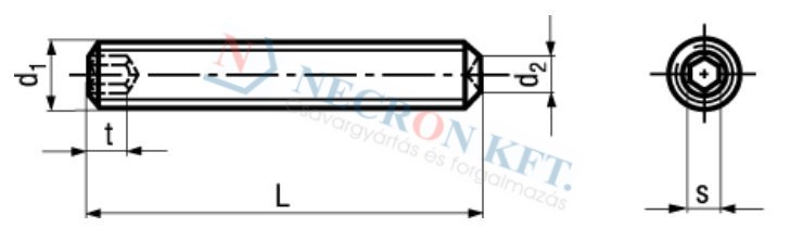 Belsőkulcsnyílású vágóélű hernyócsavar (DIN916-A400-0320)