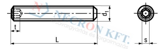 Belsőkulcsnyílású laposvégű hernyócsavar (DIN913-A400-0460)