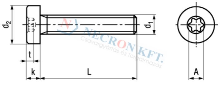 Hengeresfejű csavar TORX kulcsnyílással (NCN4850-ZN0-0050)