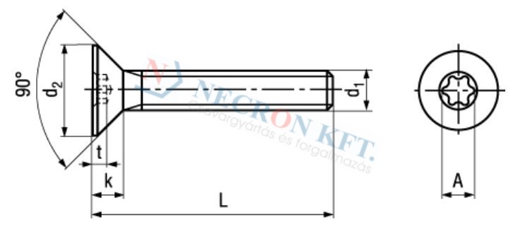 Süllyesztettfejű csavar TORX kulcsnyílással (NCN4851-ZN0-0145)