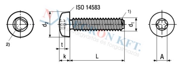 Domborúfejű menetnyomó csavar Torx kulcsnyílással (DIN7500C-A2X0125)