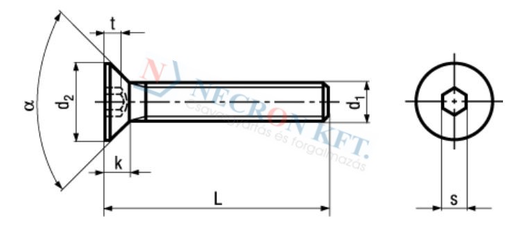 Süllyesztettfejű belsőkulcsnyílású csavar (DIN7991-A20-0360)