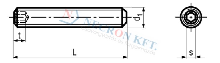 Belsőkulcsnyílású laposvégű hernyócsavar (DIN913-A200-0265)