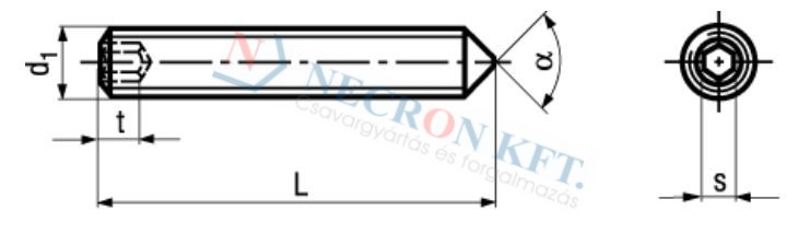 Belsőkulcsnyílású kúposvégű hernyócsavar (DIN914-A200-0070)