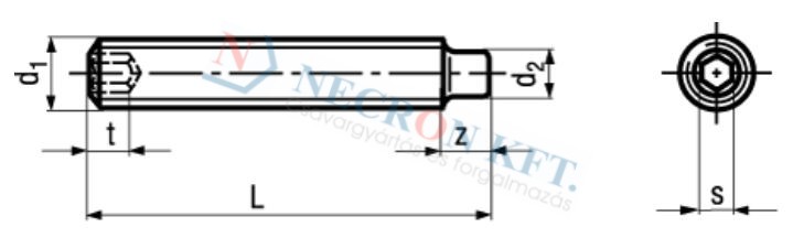 Belsőkulcsnyílású csapos hernyócsavar (DIN915-A400-0280)