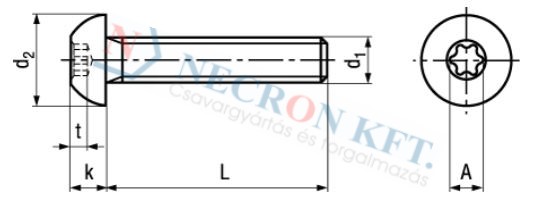 Domborúfejű csavar TORX kulcsnyílással (NCN6404-ZN0-0125)