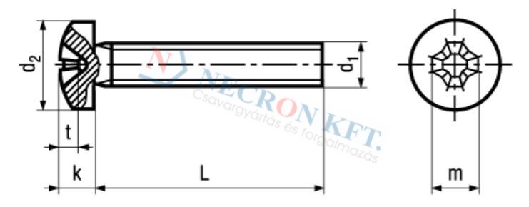 Domborúfejű kereszthornyú csavar (DIN7985-A20-0030)