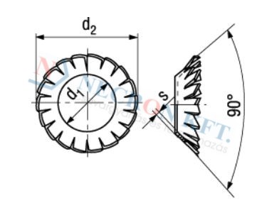 Kúpos fogazott alátét (DIN6798V-PL-0010)