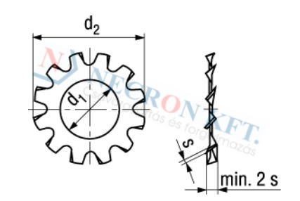 Külsőfogazású alátét ritkafogú (DIN6797A-PL-0045)