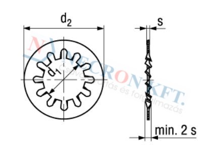 Belsőfogazású alátét ritkafogú (DIN6797J-PL-0015)