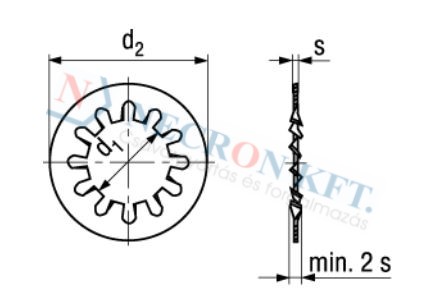 Belsőfogazású alátét ritkafogú (DIN6797J-ZN-0050)