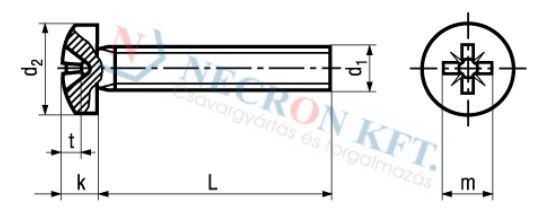 Domborúfejű csavar Pozidriv kereszthoronnyal (DIN7985A-A2-0125)