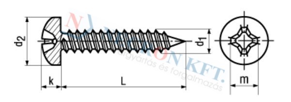 Domborúfejű kereszthornyú lemezcsavar (DIN7981-ZN0-0045)