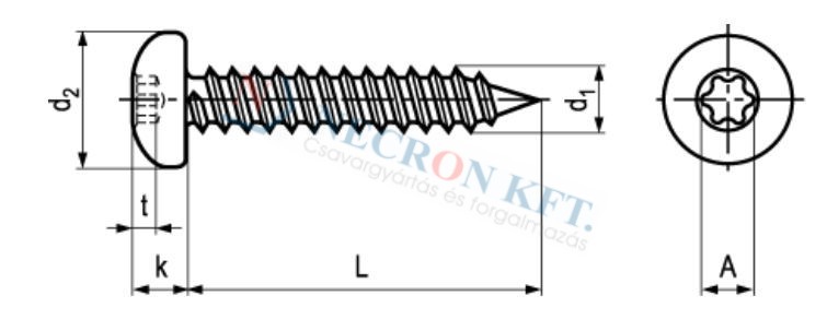 Domborúfejű lemezcsavar Torx kulcsnyílással (NCN9995-A20-0150)